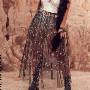 Plus Western Galaxy Mesh Skirt